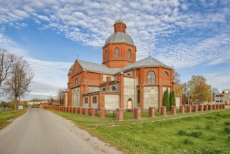 Old and new buildings of Malnava Holy Mary Mother of Rosary Church Karsava, Latvia, Europe