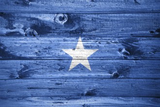 Somalia flag on wooden planks background wood flag