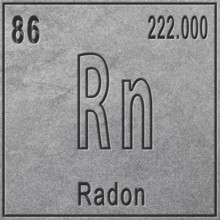 Radon chemical element, Sign with atomic number and atomic weight, Periodic Table Element, silver