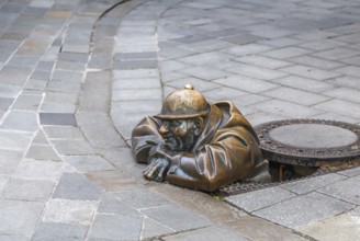 Monument to Plumber Chumil in Bratislava downtown, Slovakia, Europe