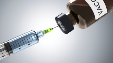 A typical syringe for vaccination 3D illustration