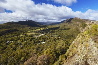 Iconic views from Chatauqua Peak over Halls Gap and surrounds on a warm autumn sunny day in