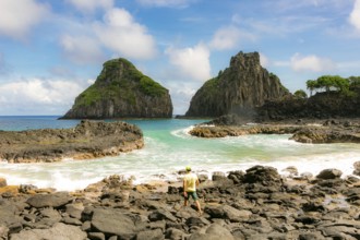 Fernando de Noronha, Brasil. Turquoise water around the Two Brothers rocks, UNESCO World Heritage