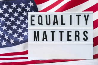 American flag. Lightbox with text EQUALITY MATTERS Flag of the united states of America. July 4th