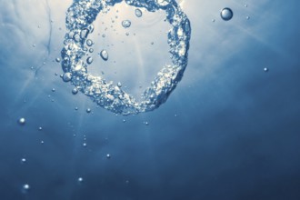 Bubble ring Underwater ascends towards the sun