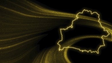 Map of Belarus, Gold glitter map on dark background