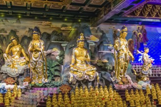 Statues in buddhist Temple 33 statues of guanyin in the Sanya Nanshan Cultural Center, Hainan,