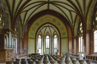 View of the altar in the Heilandskirche Leipzig Plagwitz. Saxony, Germany, Europe