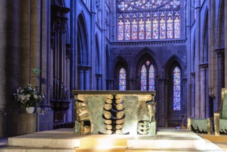 Saint-Malo, France, July 24, 2018: Interior view of Saint Vincent Cathedral of Saint Malo, Europe
