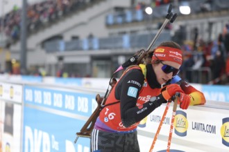 Vanessa Voigt (SV Rotterode/GER) at the shooting range at the IBU Biathlon World Cup Sprint Women