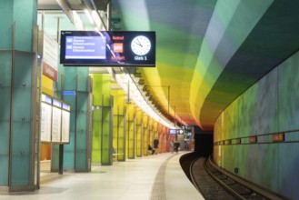 MUNICH, GERMANY, JANURAY 01, 2023, Colorful subway station Candidplatz in Munich, Bavaria, Germany,
