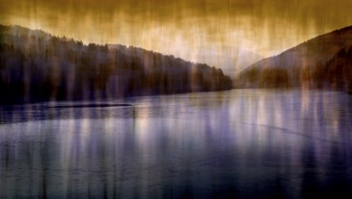 Fantasy landscape, Oestertalsperre Reservoir, Plettenberg, North Rhine-Westphalia, Germany, Europe,