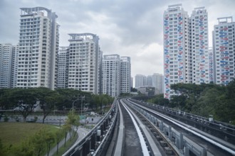 30.07.2023, Singapore, Republic of Singapore, Asia, View from a fully automated shuttle train of