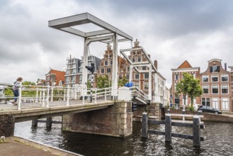 Haarlem, Netherlands, August 3, 2016: Picturesque landscape with beautiful traditional houses and