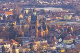 View of the Luther Church from the Bismarck Tower, Radebeul, Saxony, Germany, Europe