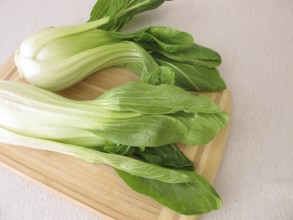 Pak Choi on a chopping board