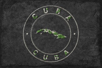 Map of Cuba Reforestation Green Agenda, Climate Message