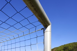 Closeup of a goal at a football field