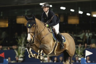 Sanne Thijssen of Netherlands competes in 1.60m FEI Jumping World Cup at Jumping Amsterdam in