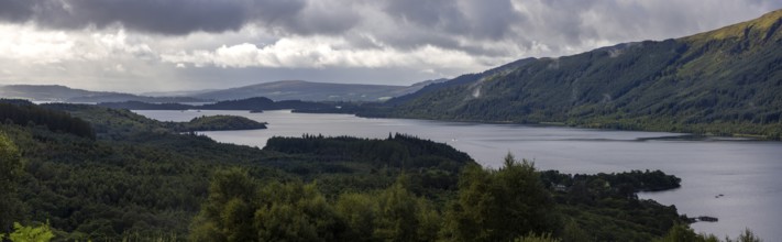 View from the hiking trail at Ben Lomond, Loch Lomond and the Trossachs National Park, Rowardennan,