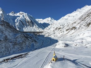 Winter landscape of Riale plain in Formazza Valley