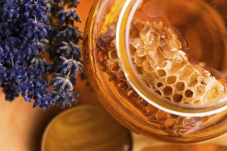 Lavender honey with bee pollen and honey comb