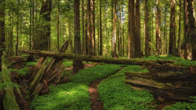 Color image of a redwood forest. Northern California, USA, North America