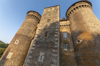 Bousquet castle from the 14th century, classified as a historical monument. Montpeyroux, Aveyron,