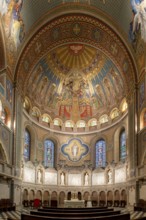 Szeged, Hungary, 14 October, 2022: view of the Our Lady of Hungary fresco and the main altar in the