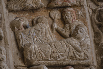 North Romanesque portal, birth of Christ, Church of El Salvador, Romanesque from the 13th century,