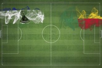 Lesotho vs Benin Soccer Match, national colors, national flags, soccer field, football game,