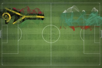 Vanuatu vs Bulgaria Soccer Match, national colors, national flags, soccer field, football game,