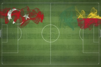 Turkey vs Benin Soccer Match, national colors, national flags, soccer field, football game,