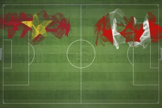 Vietnam vs Canada Soccer Match, national colors, national flags, soccer field, football game,