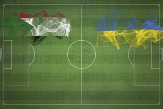 Sudan vs Ukraine Soccer Match, national colors, national flags, soccer field, football game,