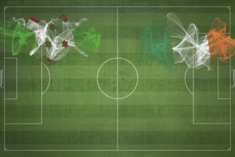 Burundi vs Ireland Soccer Match, national colors, national flags, soccer field, football game,