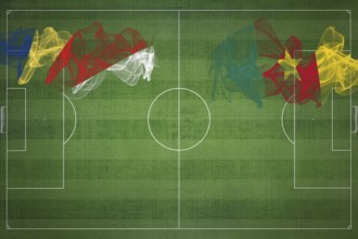 Seychelles vs Cameroon Soccer Match, national colors, national flags, soccer field, football game,