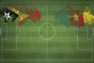 East Timor vs Cameroon Soccer Match, national colors, national flags, soccer field, football game,