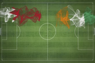 Bahrain vs Ivory Coast Soccer Match, national colors, national flags, soccer field, football game,
