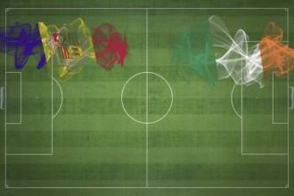 Andorra vs Ireland Soccer Match, national colors, national flags, soccer field, football game,