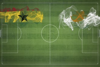 Ghana vs Cyprus Soccer Match, national colors, national flags, soccer field, football game,