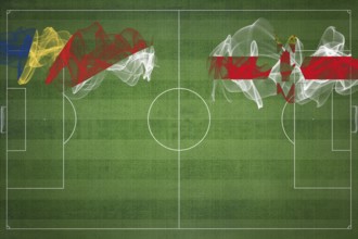 Seychelles vs Northern Ireland Soccer Match, national colors, national flags, soccer field,