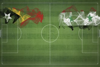 East Timor vs Syria Soccer Match, national colors, national flags, soccer field, football game,