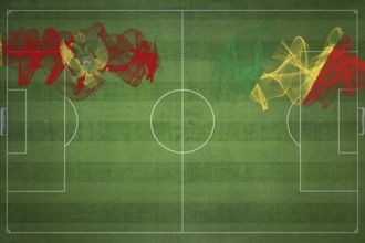 Montenegro vs Congo Soccer Match, national colors, national flags, soccer field, football game,
