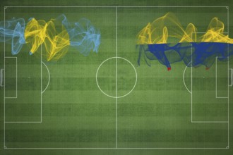 Palau vs Colombia Soccer Match, national colors, national flags, soccer field, football game,