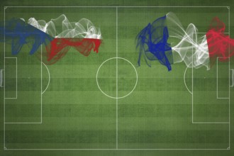 Czech Republic vs France Soccer Match, national colors, national flags, soccer field, football