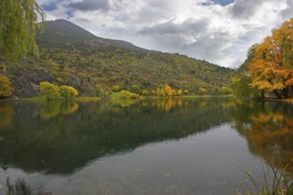 Small lake in city park of the French small town