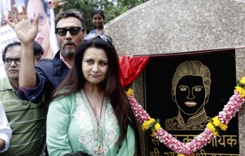 Bollywood actors Poonam Dhillon and Jackie Shroff during the inauguration of Aadesh Shritastava