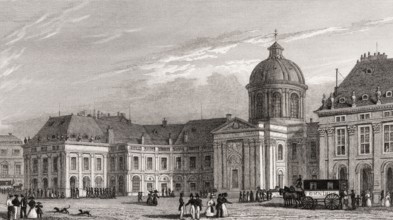The Institut de France, Paris, antique steel engraved print, 1831