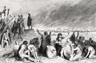 Burning the Carthaginian fleet, Publius Cornelius Scipio Africanus, 236–183 BC, a Roman general